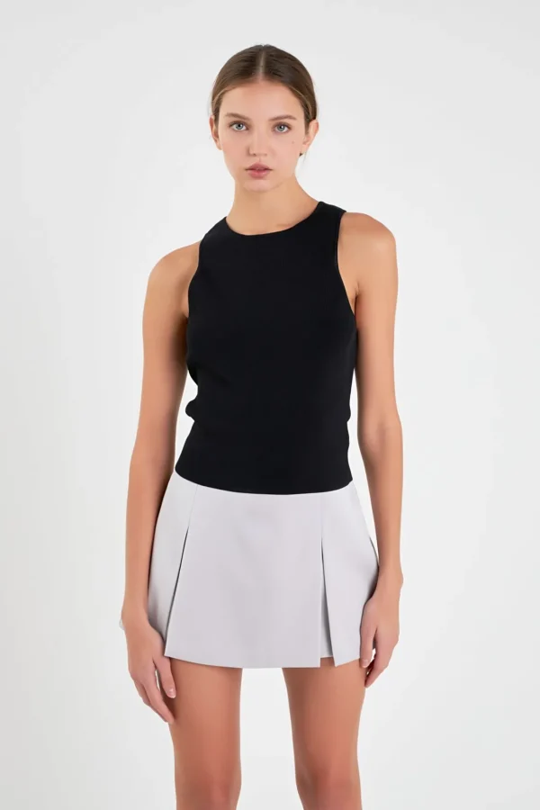 ENGLISH FACTORY Tops*- Satin Single Pleat Skort