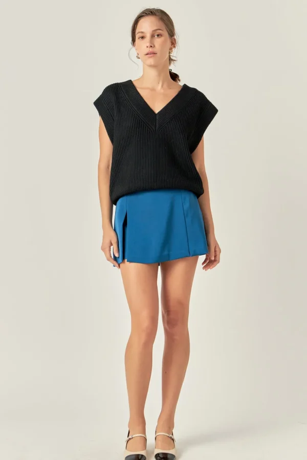 ENGLISH FACTORY Tops*- Satin Single Pleat Skort