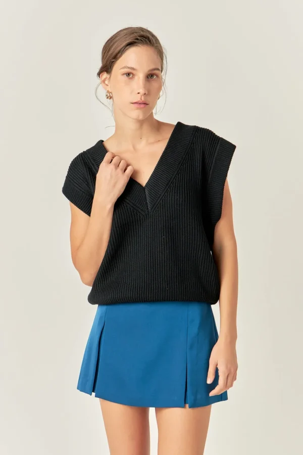 ENGLISH FACTORY Tops*- Satin Single Pleat Skort