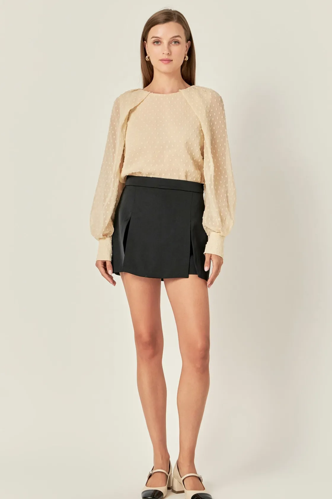english_factory__satin_si_4.webp ENGLISH FACTORY Tops*- Satin Single Pleat Skort