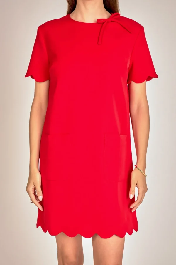 ENGLISH FACTORY Tops*- Scallop Mini Dress RED
