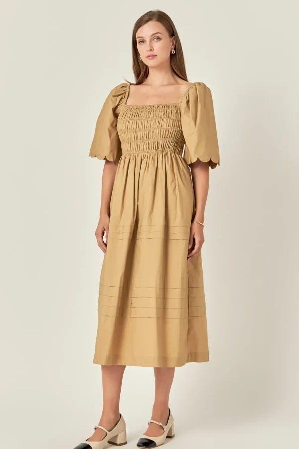 ENGLISH FACTORY Tops*- Scallop Detail Midi Dress