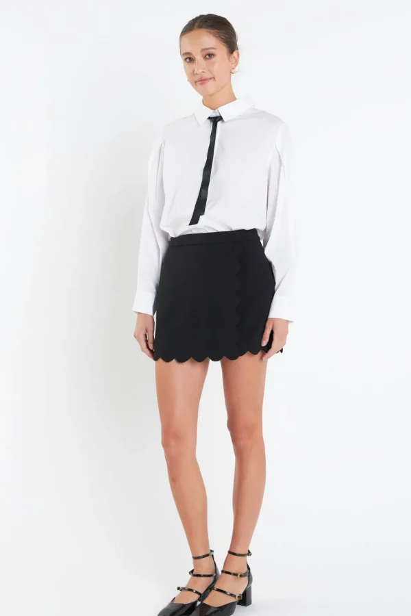 ENGLISH FACTORY Tops*- Scallop Skort BLACK