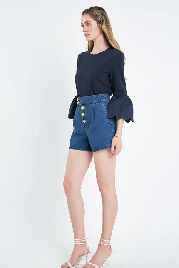 ENGLISH FACTORY Tops*- Scallop Bell Sleeve T-Shirt