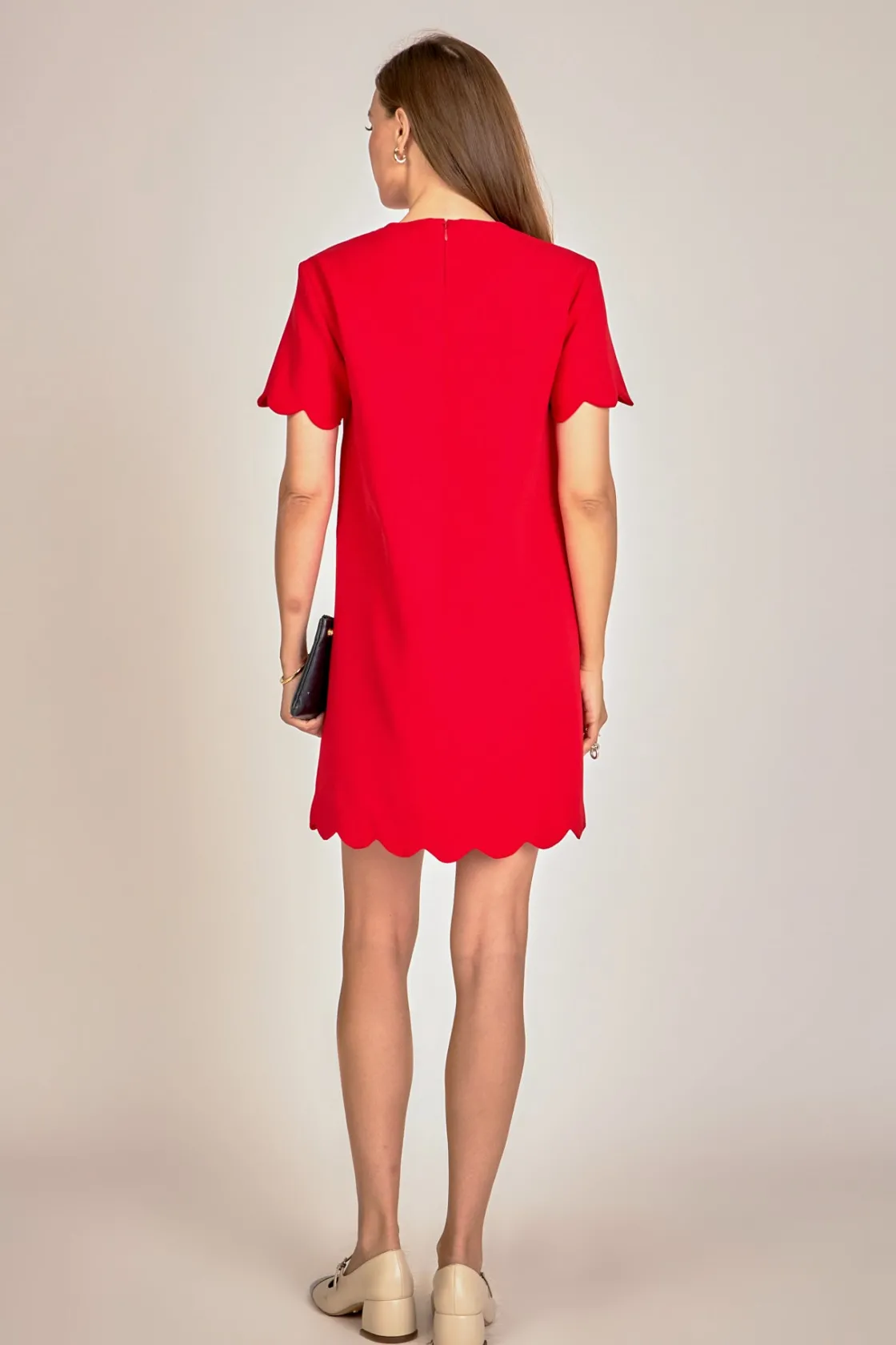 english_factory__scallop__2-2.webp ENGLISH FACTORY Tops*- Scallop Mini Dress RED