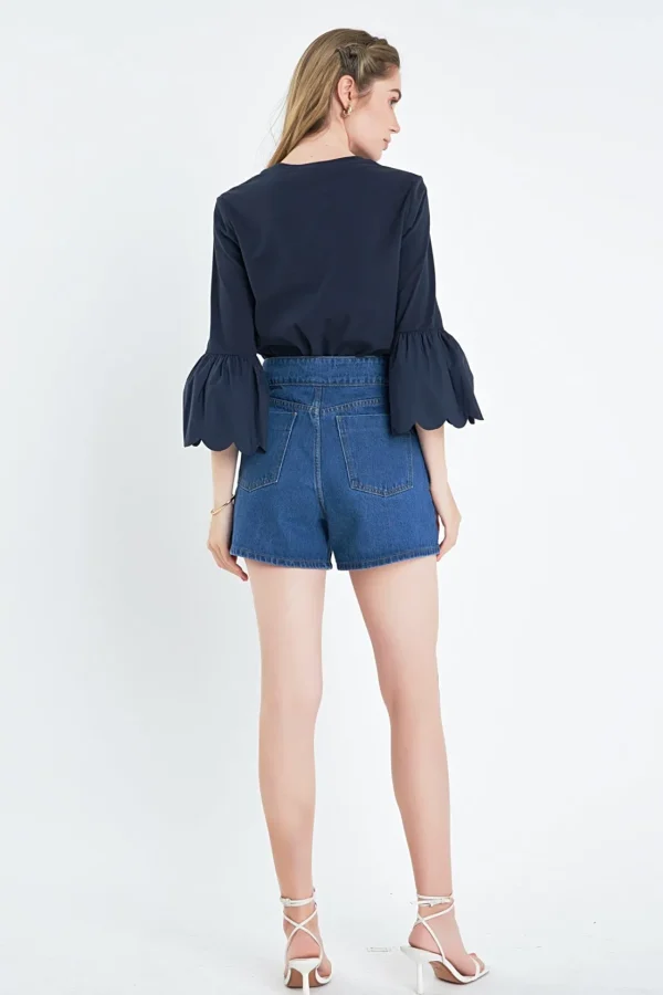 ENGLISH FACTORY Tops*- Scallop Bell Sleeve T-Shirt