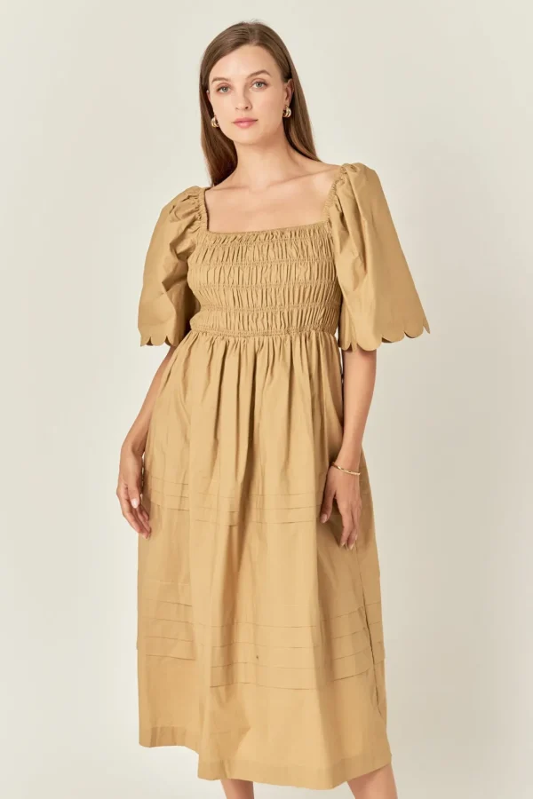 ENGLISH FACTORY Tops*- Scallop Detail Midi Dress