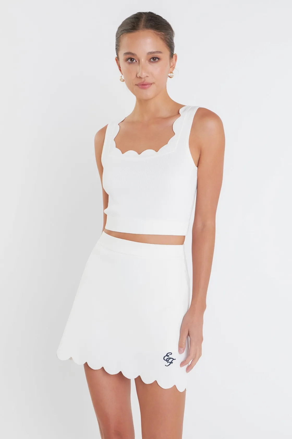 english_factory__scallop__3-3.webp ENGLISH FACTORY Tops*- Scallop Detail Mini Skort OFFWHITE