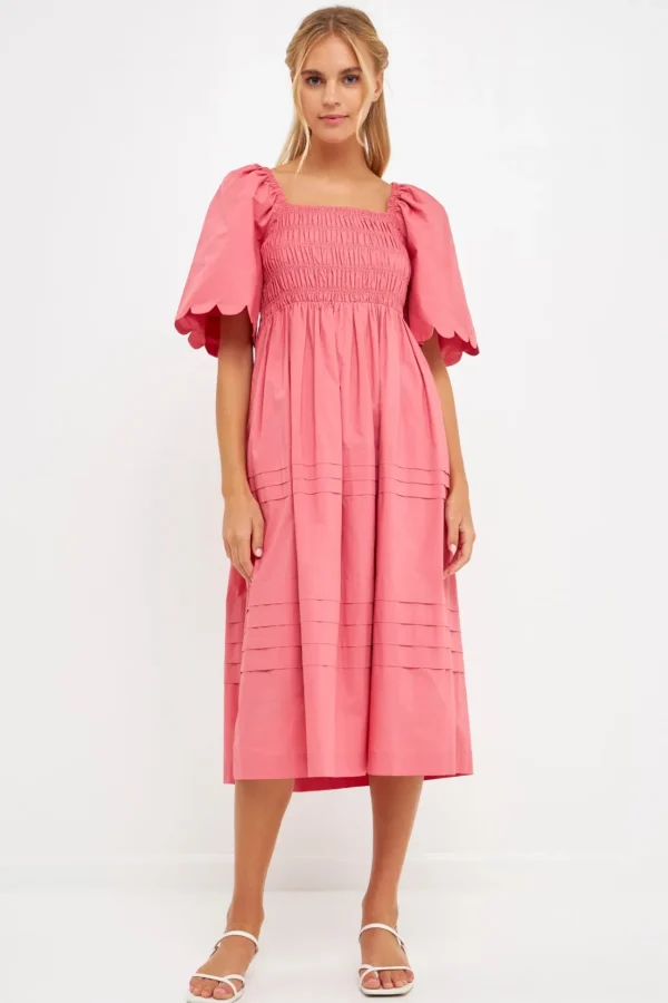 ENGLISH FACTORY Tops*- Scallop Detail Midi Dress