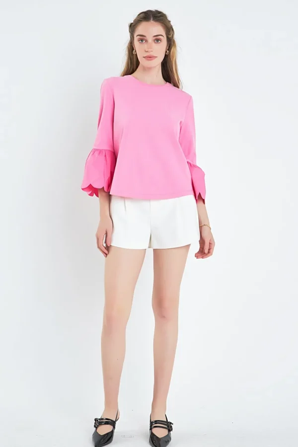ENGLISH FACTORY Tops*- Scallop Bell Sleeve T-Shirt