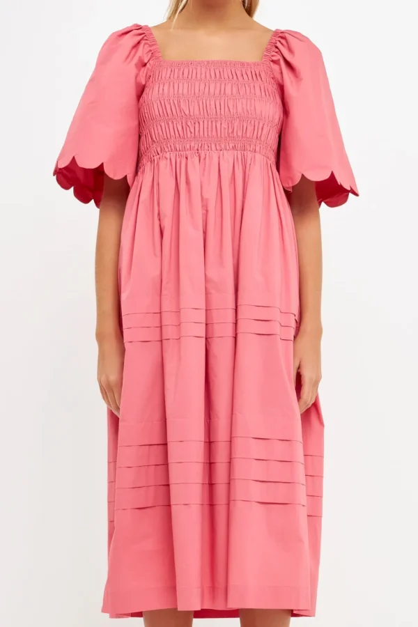 ENGLISH FACTORY Tops*- Scallop Detail Midi Dress