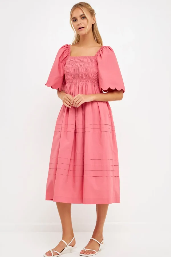 ENGLISH FACTORY Tops*- Scallop Detail Midi Dress