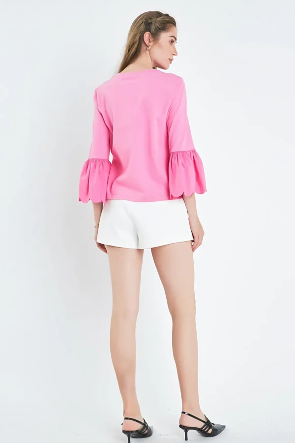 ENGLISH FACTORY Tops*- Scallop Bell Sleeve T-Shirt