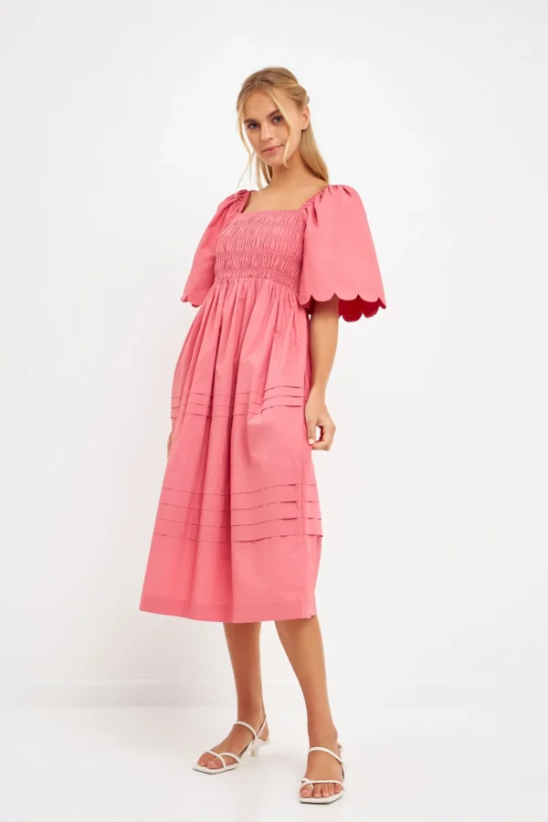 ENGLISH FACTORY Tops*- Scallop Detail Midi Dress