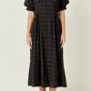 ENGLISH FACTORY Tops*- Seersucker Check Midi Dress BLACK