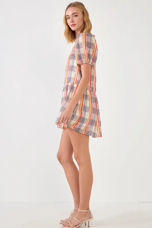 ENGLISH FACTORY Tops*- Sequins Check Mini Dress IVORYMULTI