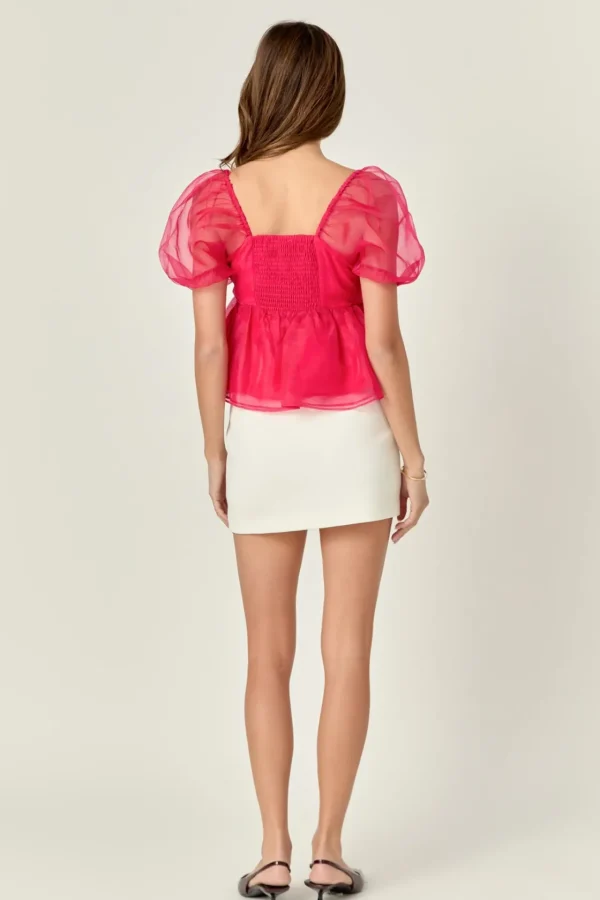 ENGLISH FACTORY Tops*- Sheer Organza Baby Doll Top