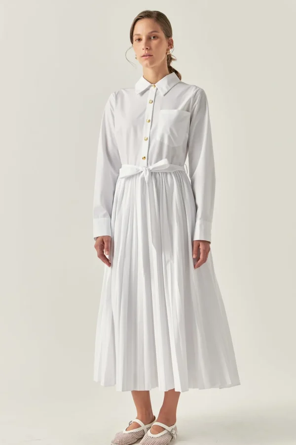 ENGLISH FACTORY Tops*- Shirt Midi Dress OFFWHITE