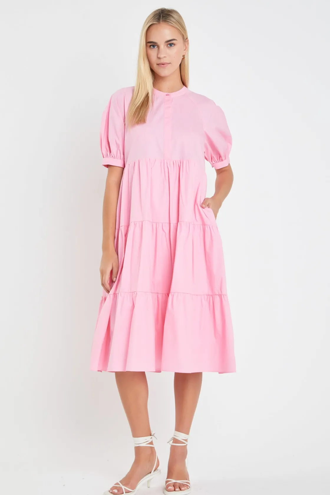 english_factory__short_pu_19.webp ENGLISH FACTORY Tops*- Short Puff Sleeve Midi Dress
