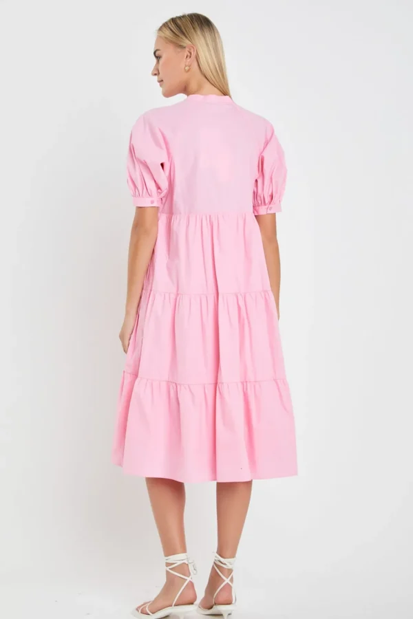 ENGLISH FACTORY Tops*- Short Puff Sleeve Midi Dress