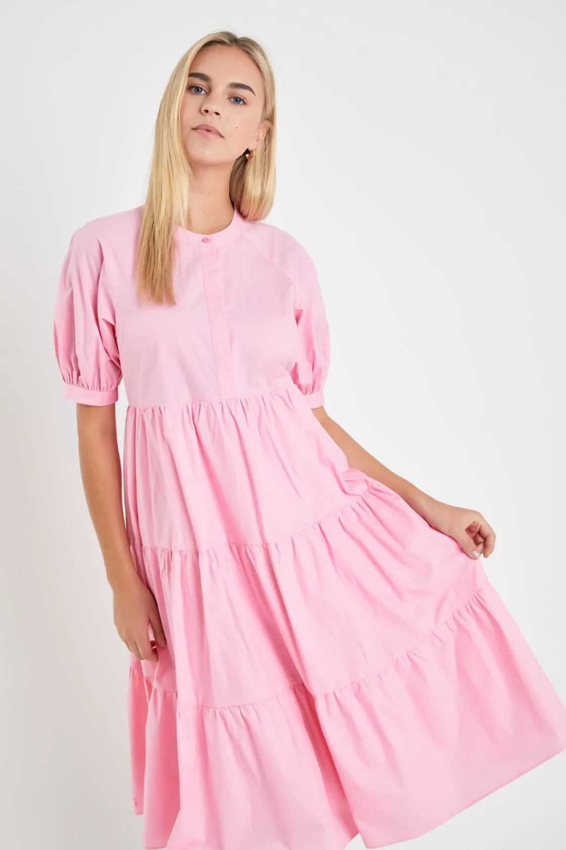 english_factory__short_pu_23.webp ENGLISH FACTORY Tops*- Short Puff Sleeve Midi Dress