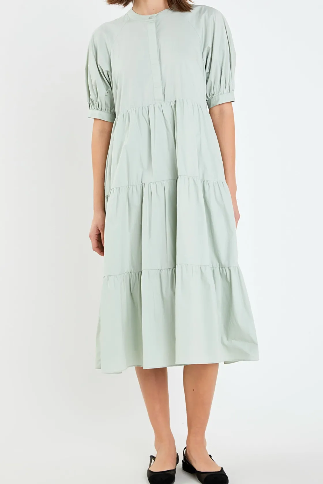 english_factory__short_pu_25.webp ENGLISH FACTORY Tops*- Short Puff Sleeve Midi Dress