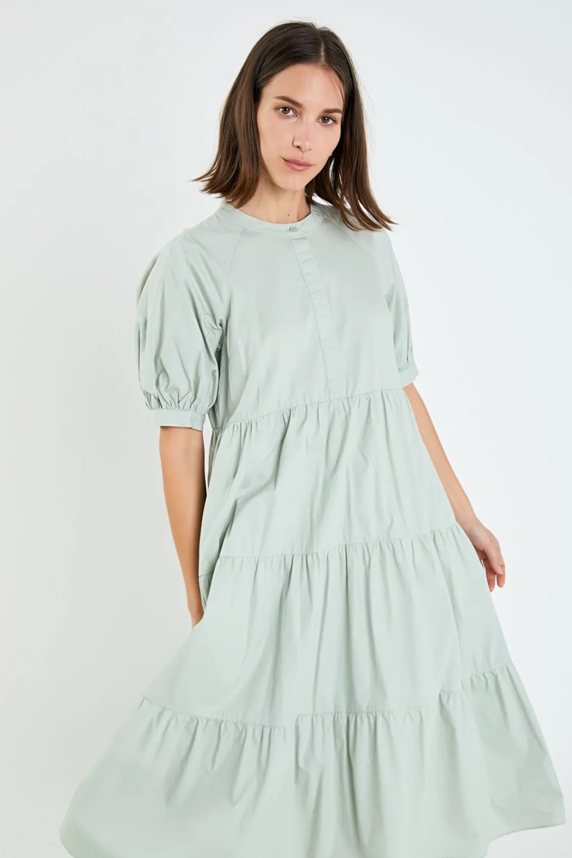 english_factory__short_pu_28.webp ENGLISH FACTORY Tops*- Short Puff Sleeve Midi Dress