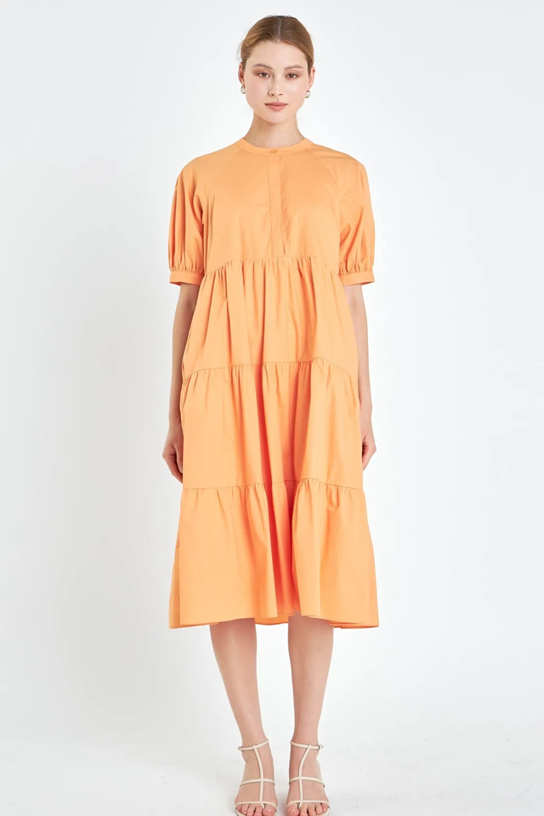 english_factory__short_pu_29.webp ENGLISH FACTORY Tops*- Short Puff Sleeve Midi Dress
