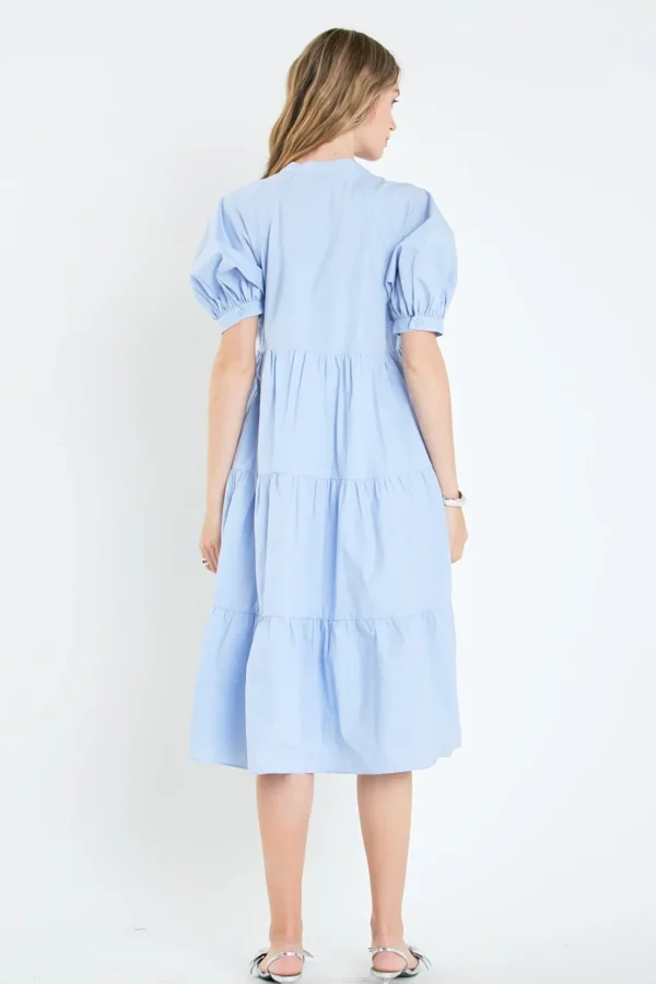 ENGLISH FACTORY Tops*- Short Puff Sleeve Midi Dress