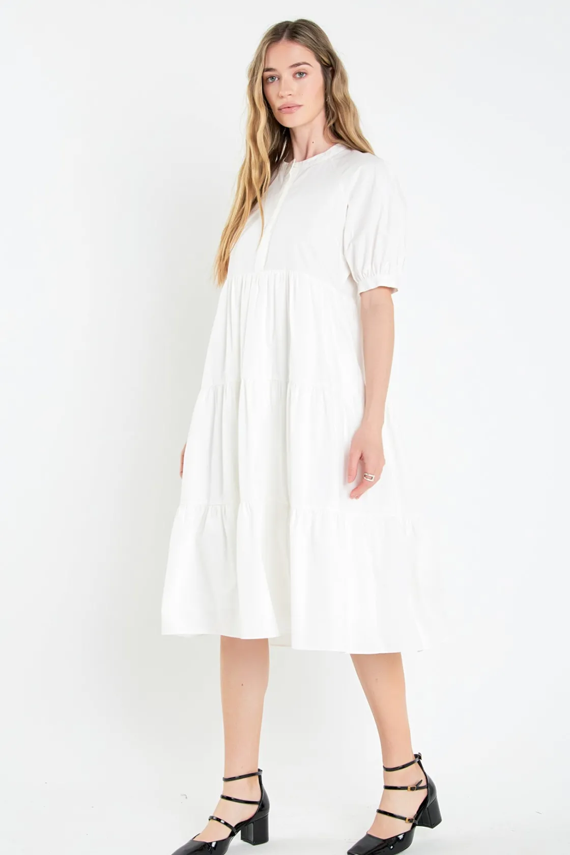 english_factory__short_pu_41.webp ENGLISH FACTORY Tops*- Short Puff Sleeve Midi Dress