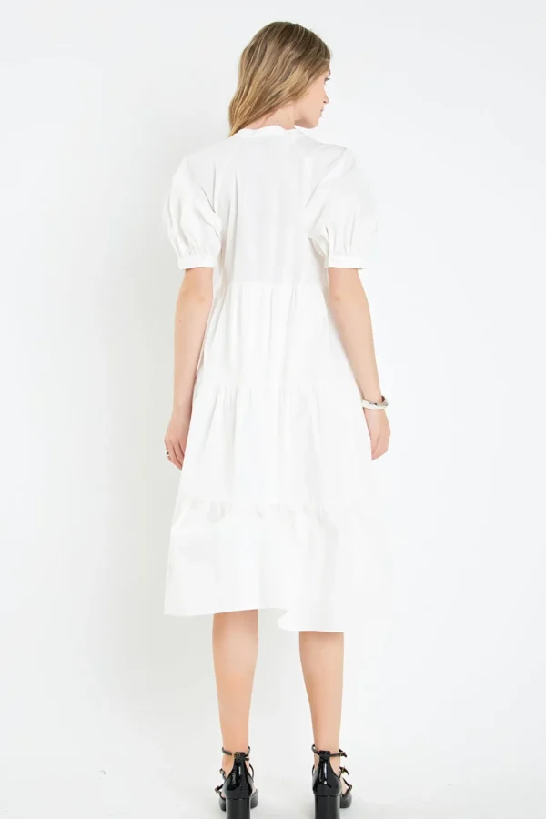 ENGLISH FACTORY Tops*- Short Puff Sleeve Midi Dress