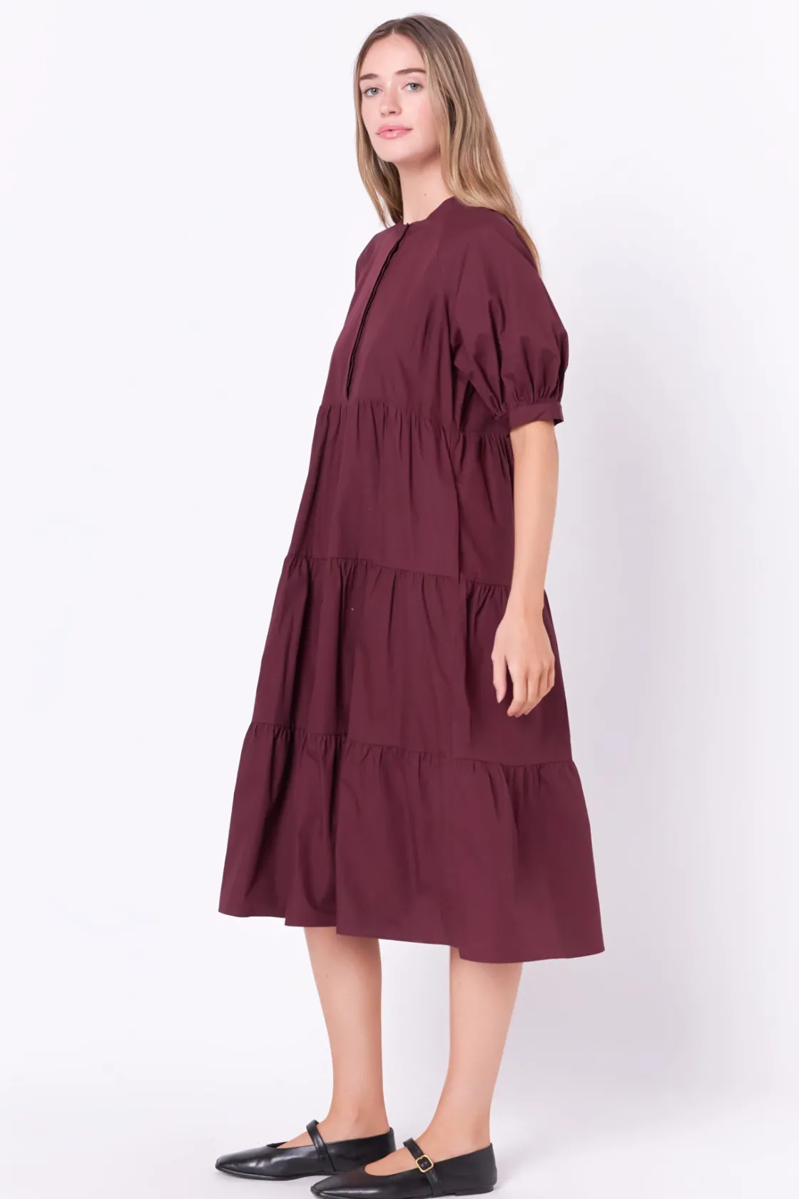 english_factory__short_pu_47.webp ENGLISH FACTORY Tops*- Short Puff Sleeve Midi Dress