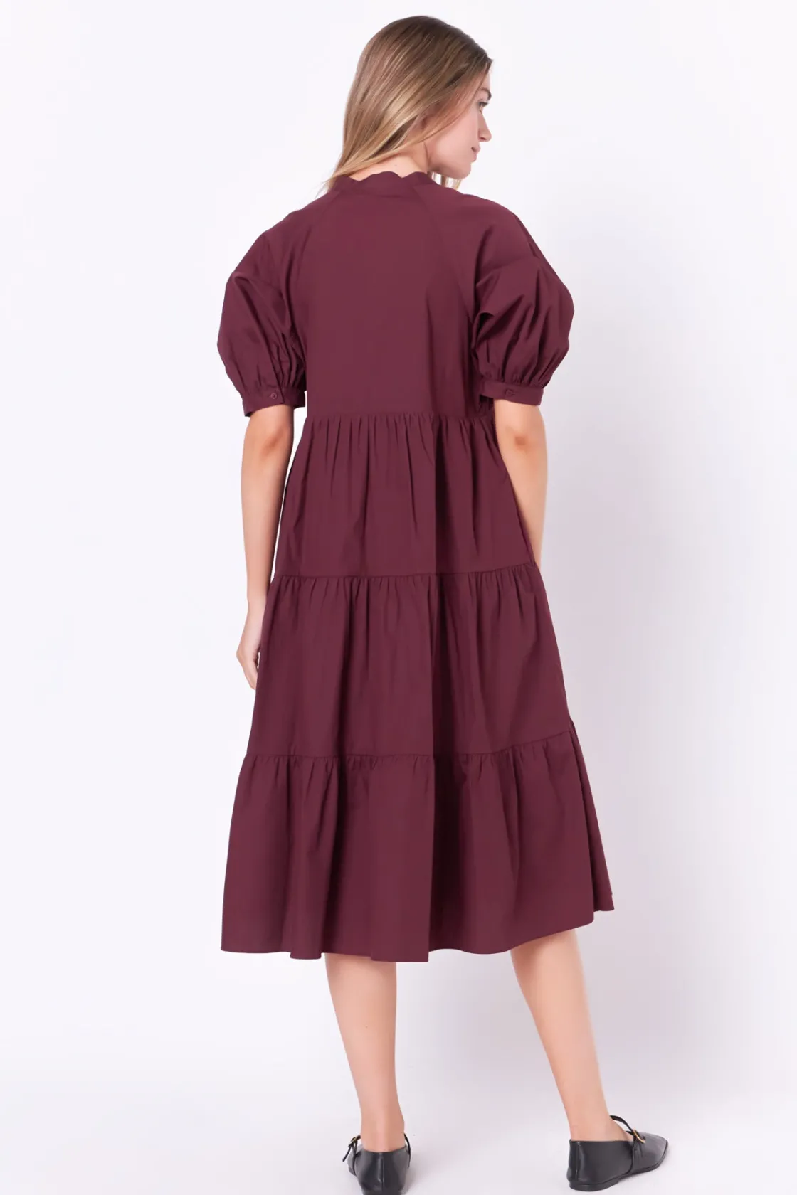 english_factory__short_pu_48.webp ENGLISH FACTORY Tops*- Short Puff Sleeve Midi Dress
