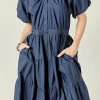 ENGLISH FACTORY Tops*- Short Sleeves Dress NAVY