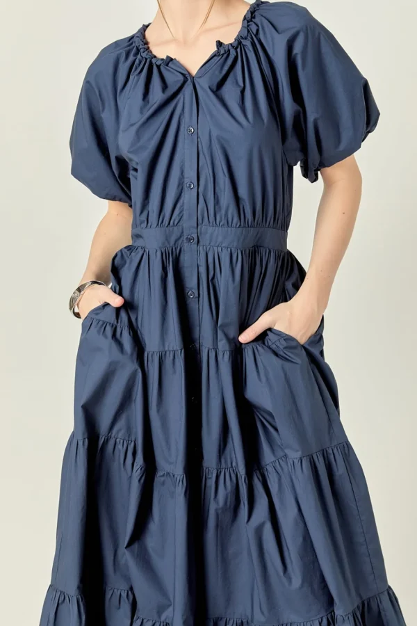 ENGLISH FACTORY Tops*- Short Sleeves Dress NAVY