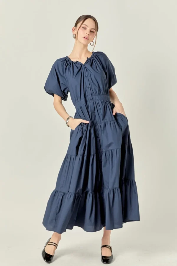 ENGLISH FACTORY Tops*- Short Sleeves Dress NAVY