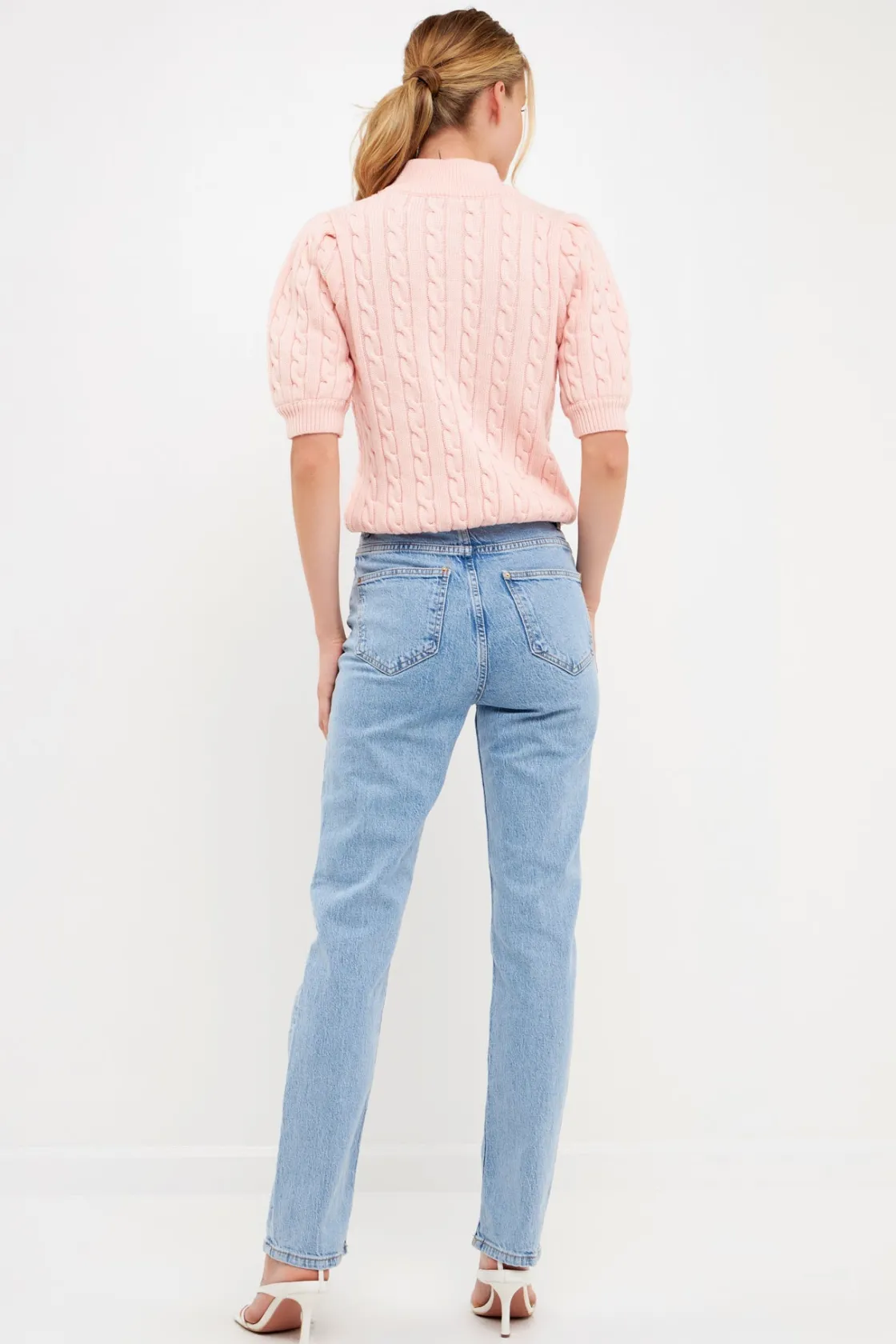 english_factory__shortsle_12.webp ENGLISH FACTORY Tops*- Short-Sleeve Cable-Knit Sweater