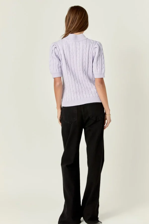 ENGLISH FACTORY Tops*- Short-Sleeve Cable-Knit Sweater