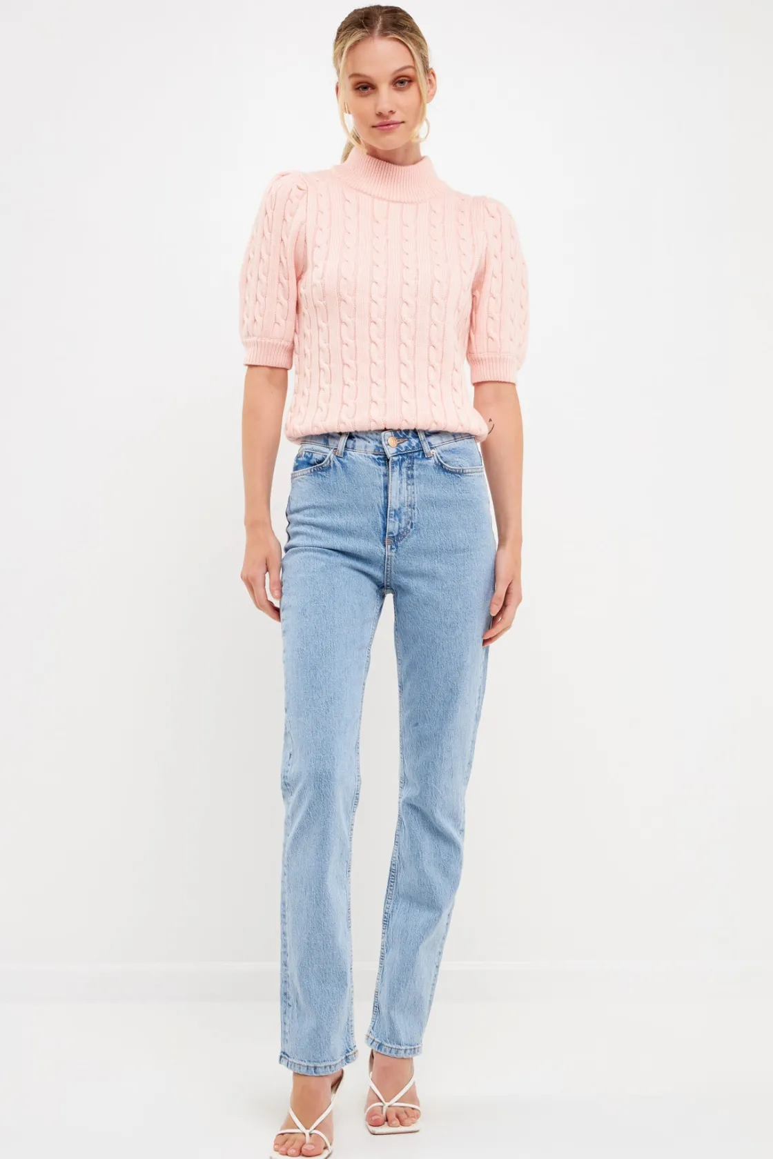 english_factory__shortsle_9.webp ENGLISH FACTORY Tops*- Short-Sleeve Cable-Knit Sweater