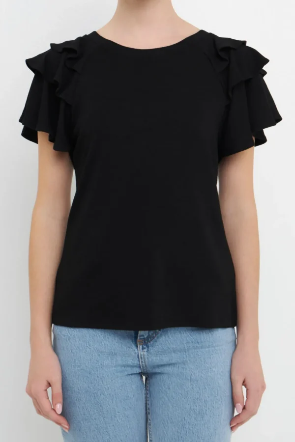 ENGLISH FACTORY Tops*- Shoulder Ruffle Top