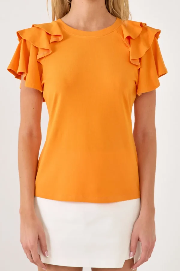 ENGLISH FACTORY Tops*- Shoulder Ruffle Top