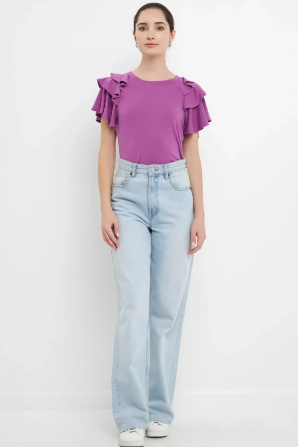 ENGLISH FACTORY Tops*- Shoulder Ruffle Top