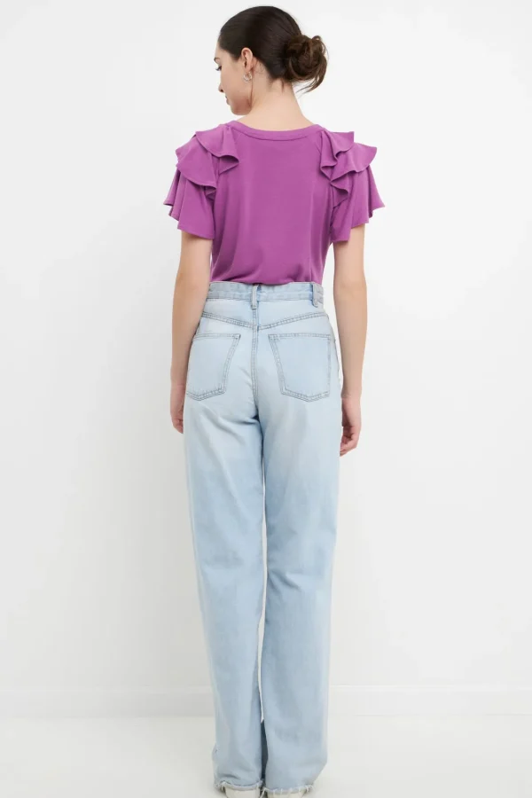 ENGLISH FACTORY Tops*- Shoulder Ruffle Top