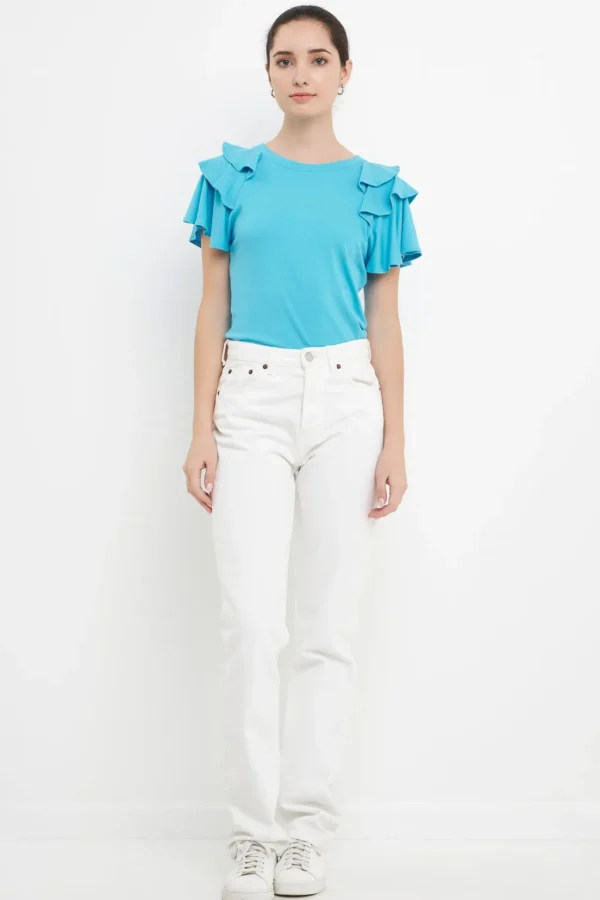 ENGLISH FACTORY Tops*- Shoulder Ruffle Top