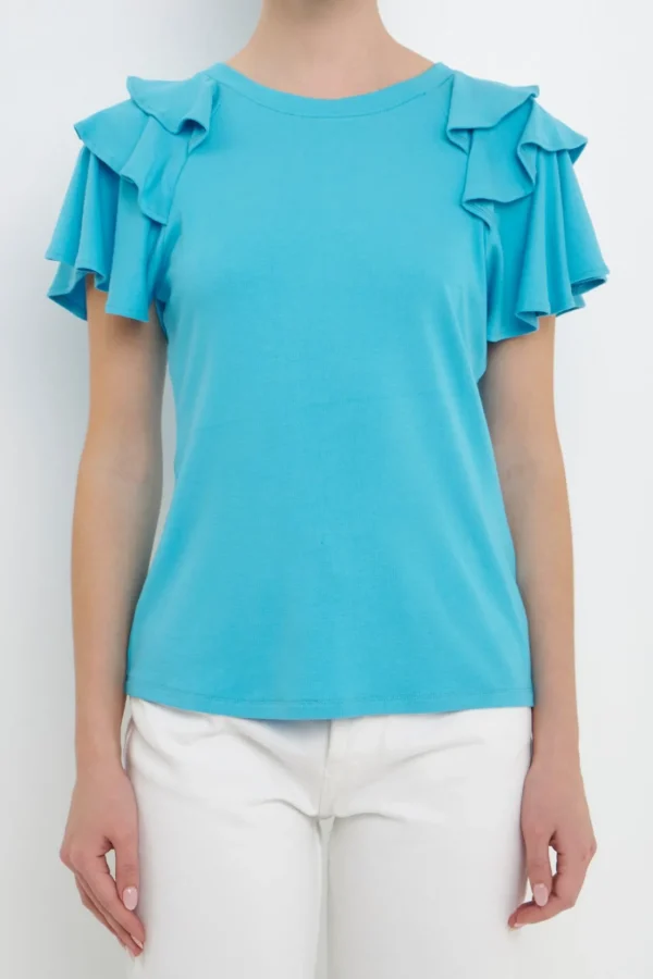 ENGLISH FACTORY Tops*- Shoulder Ruffle Top