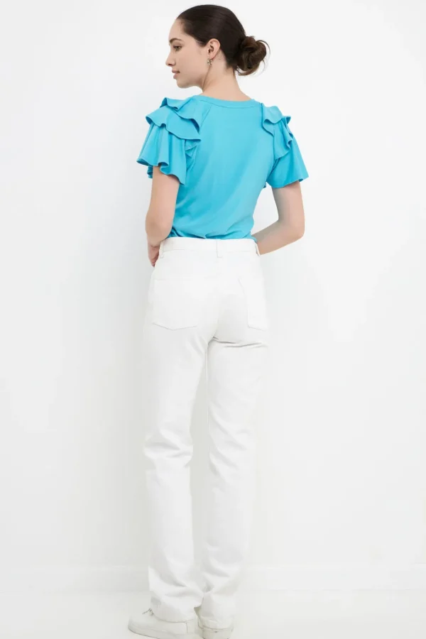 ENGLISH FACTORY Tops*- Shoulder Ruffle Top