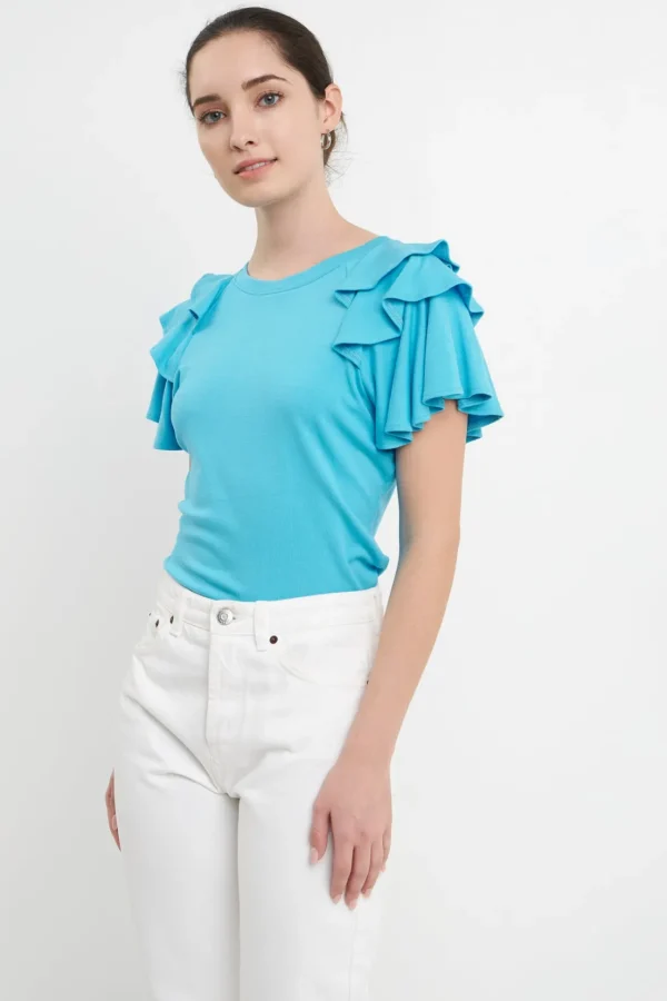 ENGLISH FACTORY Tops*- Shoulder Ruffle Top