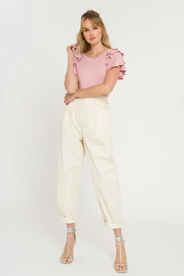 ENGLISH FACTORY Tops*- Shoulder Ruffle Top