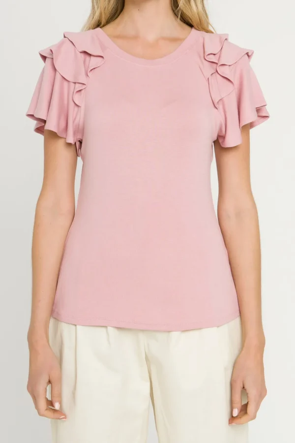 ENGLISH FACTORY Tops*- Shoulder Ruffle Top