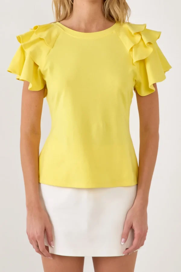ENGLISH FACTORY Tops*- Shoulder Ruffle Top